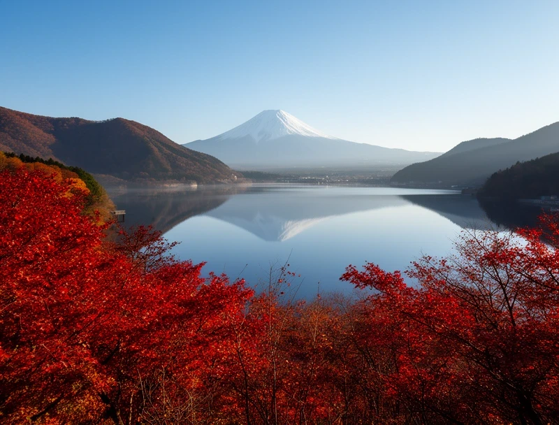 富士山と湖